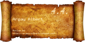 Argay Albert névjegykártya